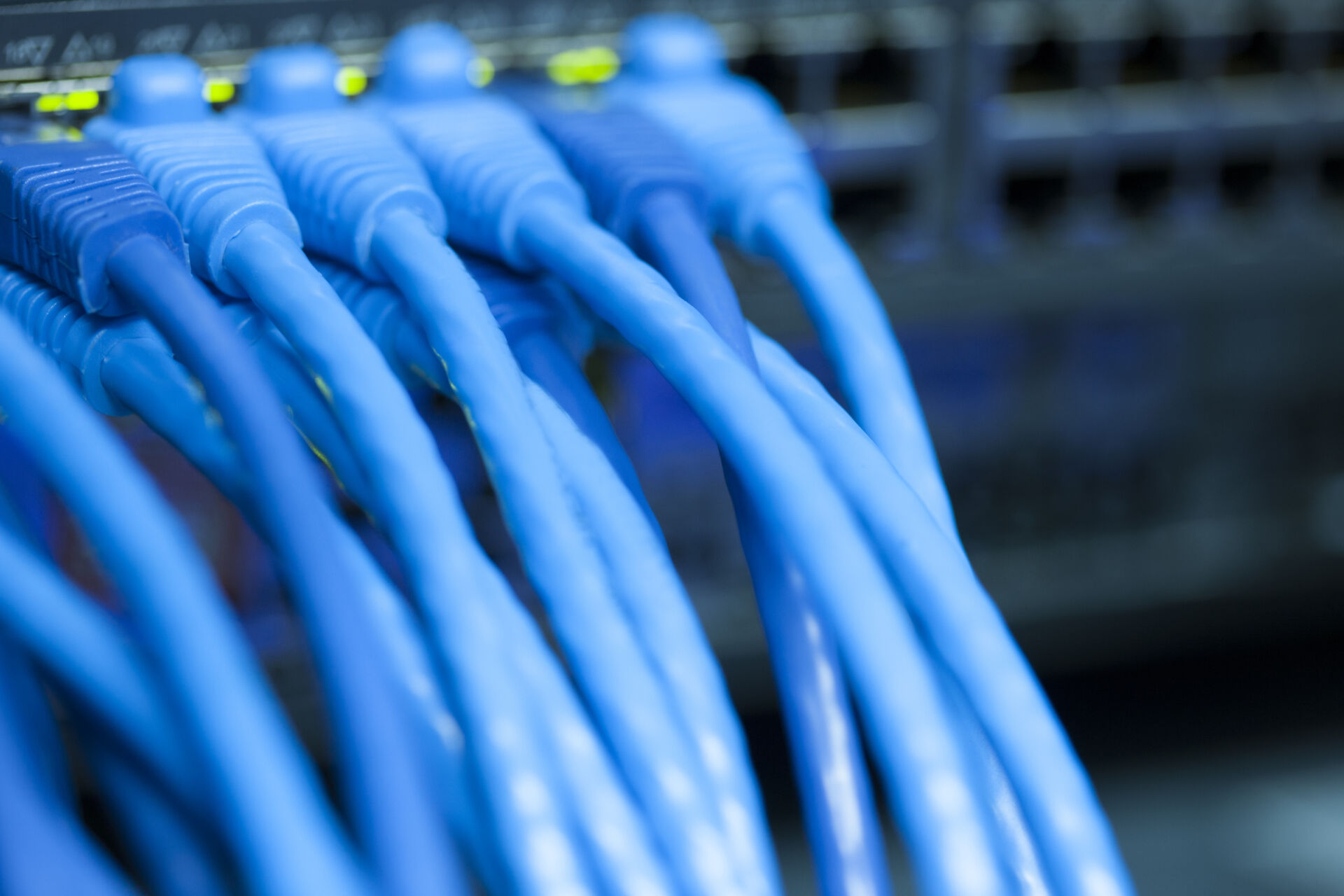 AJC Network & Security ethernet CAT 6 cables connected to server